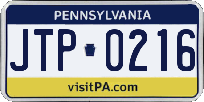 PA license plate JTP0216