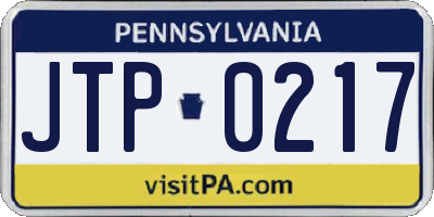 PA license plate JTP0217