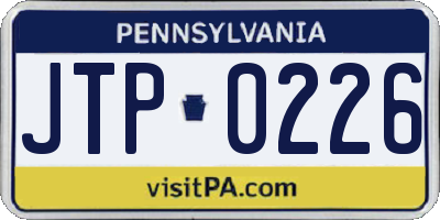 PA license plate JTP0226