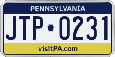 PA license plate JTP0231
