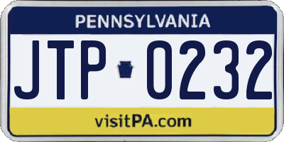 PA license plate JTP0232