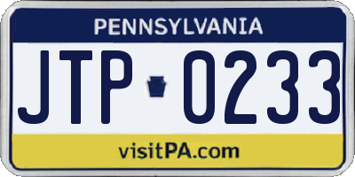 PA license plate JTP0233