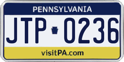 PA license plate JTP0236