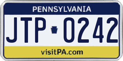 PA license plate JTP0242