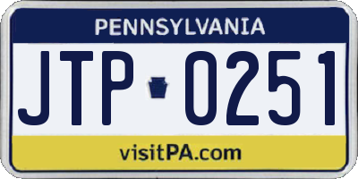 PA license plate JTP0251