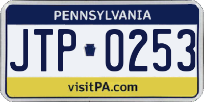 PA license plate JTP0253