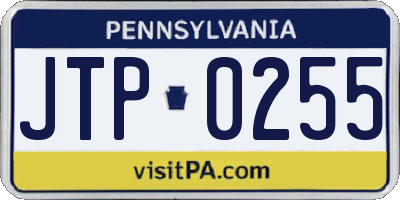 PA license plate JTP0255