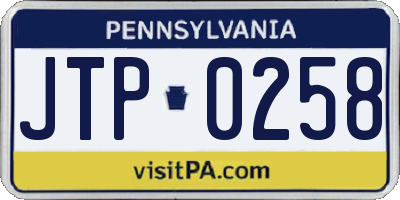 PA license plate JTP0258