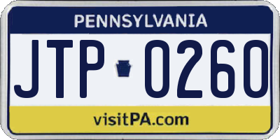 PA license plate JTP0260