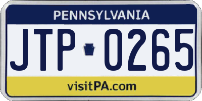 PA license plate JTP0265