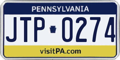 PA license plate JTP0274