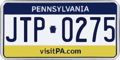 PA license plate JTP0275