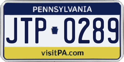 PA license plate JTP0289