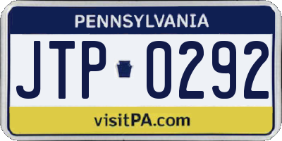 PA license plate JTP0292