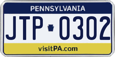 PA license plate JTP0302