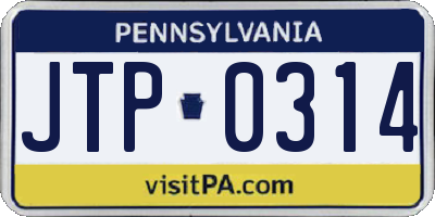 PA license plate JTP0314