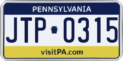 PA license plate JTP0315