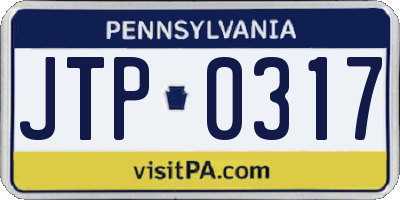 PA license plate JTP0317