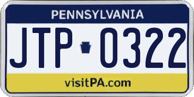 PA license plate JTP0322