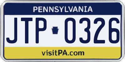PA license plate JTP0326
