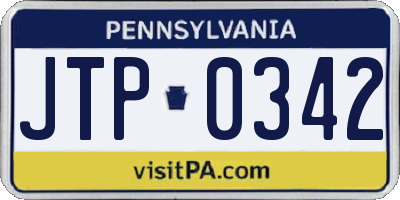 PA license plate JTP0342