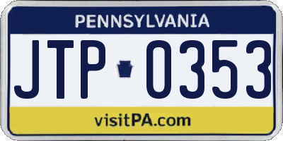 PA license plate JTP0353