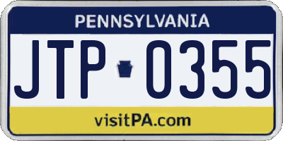 PA license plate JTP0355