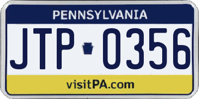 PA license plate JTP0356