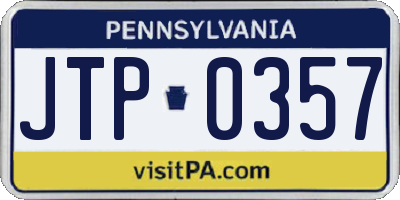 PA license plate JTP0357