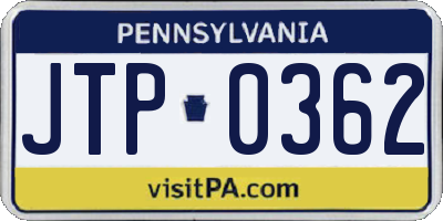 PA license plate JTP0362
