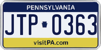 PA license plate JTP0363