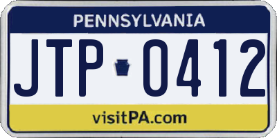 PA license plate JTP0412
