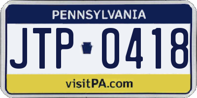PA license plate JTP0418