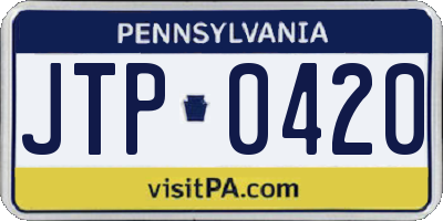 PA license plate JTP0420