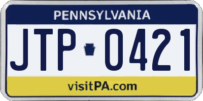 PA license plate JTP0421
