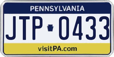 PA license plate JTP0433