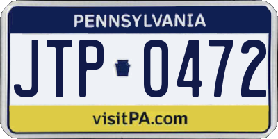 PA license plate JTP0472
