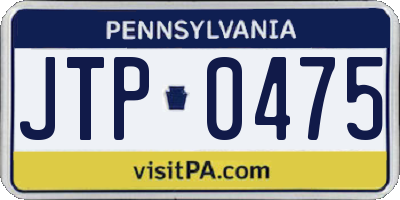 PA license plate JTP0475