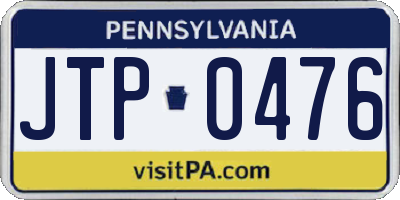 PA license plate JTP0476