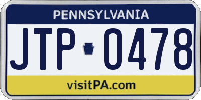 PA license plate JTP0478