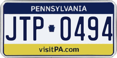 PA license plate JTP0494