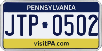 PA license plate JTP0502