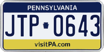 PA license plate JTP0643