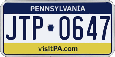 PA license plate JTP0647