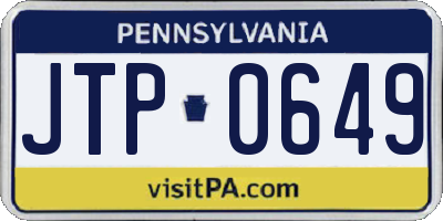 PA license plate JTP0649