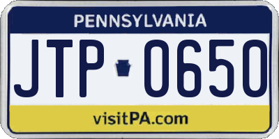 PA license plate JTP0650
