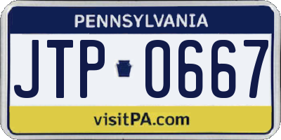 PA license plate JTP0667