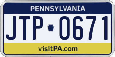 PA license plate JTP0671