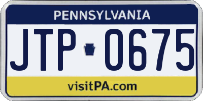 PA license plate JTP0675