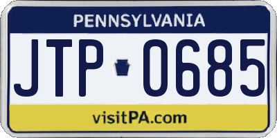 PA license plate JTP0685